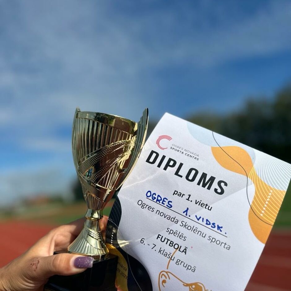 Iegūtais kauss un diploms