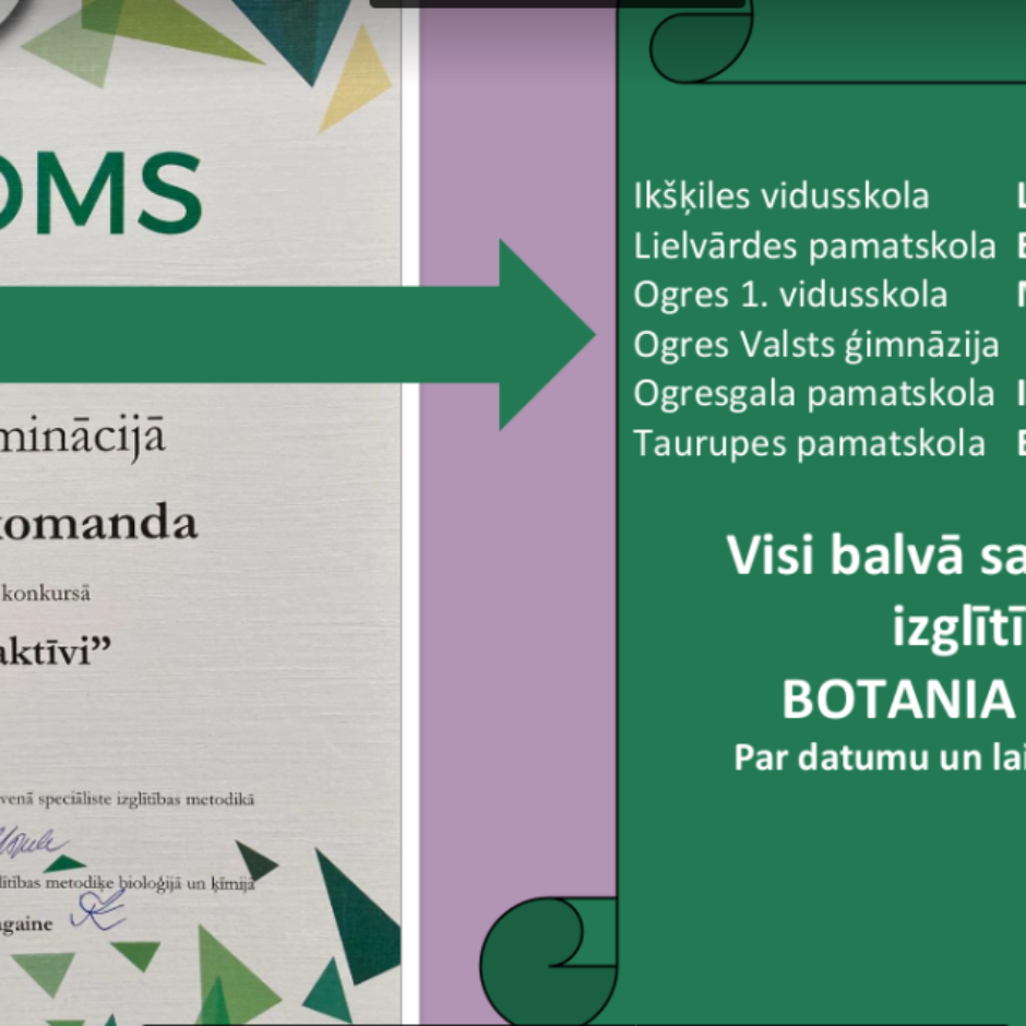 Diploms kā konkursa Draudzīgākajai komandai (Konkurss Bio-Ķīmiski aktīvi).