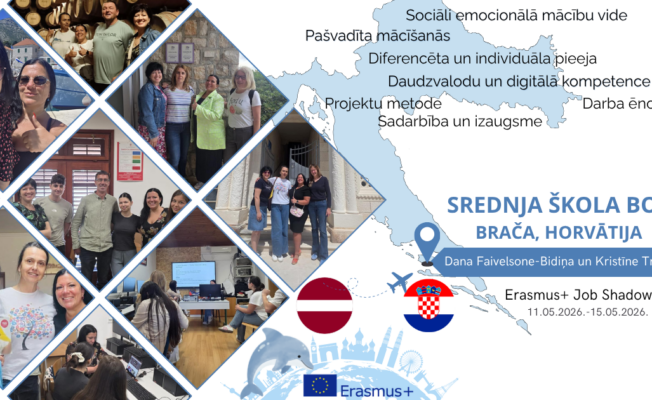 Erasmus+ Job Shadowing (darba ēnošanas) mobilitātes Srednja Škola Bol skolā Horvātijā attēlu kolāža